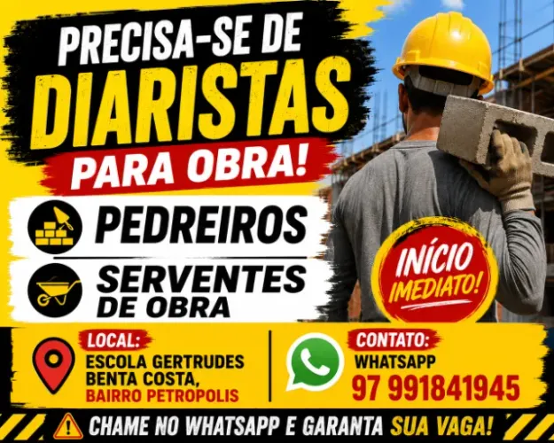 Precisa-se de Pedreiros e Serventes de Obra
