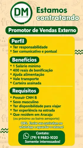 Vaga Promotor de vendas externo
