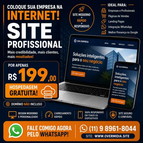Coloque sua empresa na internet com um site profissional