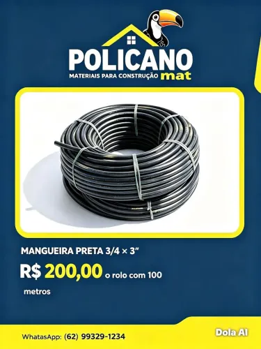 Mangueira preta 3/4 × 3