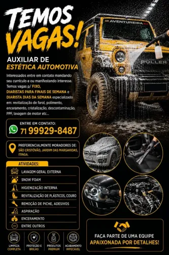 VAGA DE EMPREGO - LAVADOR DE VEÍCULOS ?