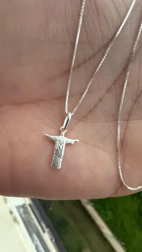 Corrente veneziana com Cristo Redentor - Prata 925k - Aceitamos cartões