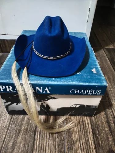 Chapéu Antigo Pralana, azul Royal, Legítimo Feltro 100% Lã importada.