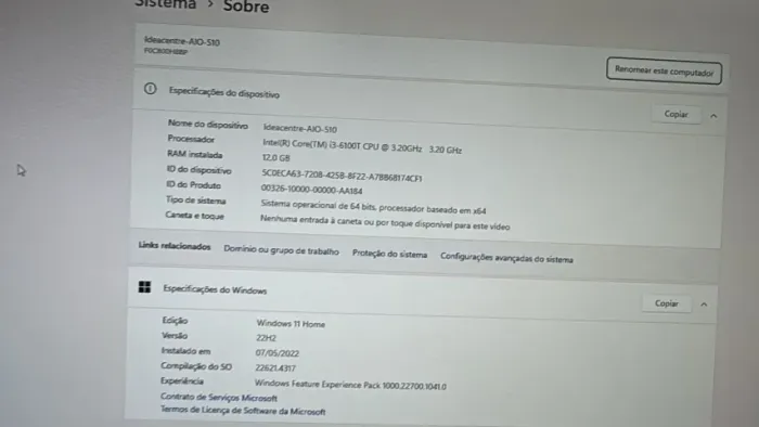 LENOVO AIO 510 12 GB