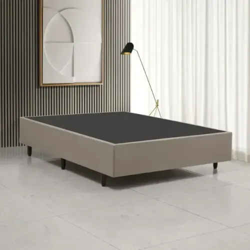 Base Box Para Cama Casal 138x188cm Reforçada  Suede - cinza - 
