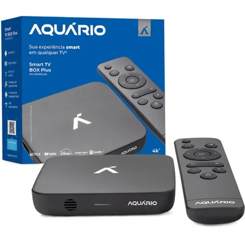 Smart TV Box Aquário STV-3000 Plus Sistema Android TV 4K 16GB Cor Preto