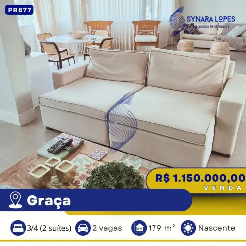 VENDO APARTAMENTO 179 M² | 03 QUARTOS | EDIFÍCIO SERRA DA GRAÇA | GRAÇA | SALVADOR | BAHIA