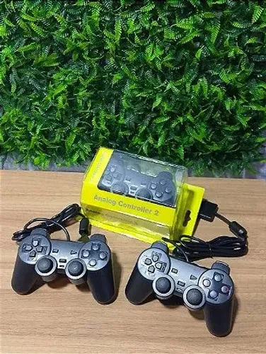 Conjunto 2 controles joystick com fio para ps2