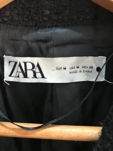 Blazer Zara M tweed preto