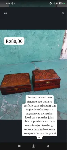 Porta joias madeira maciça 2 por 80,00