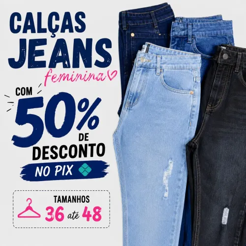 Calças jeans feminina com 50% no pix - Tamanhos 38 até 48 - A partir de R$10