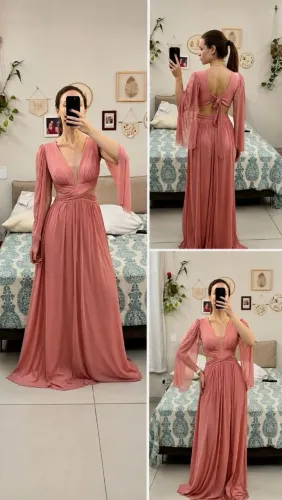 Vestido de madrinha rosé usado uma vez ? veste P e M