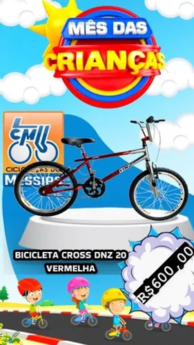 PROMOÇÃO-Bicicleta Cross BMX Aro 20 DNZ 