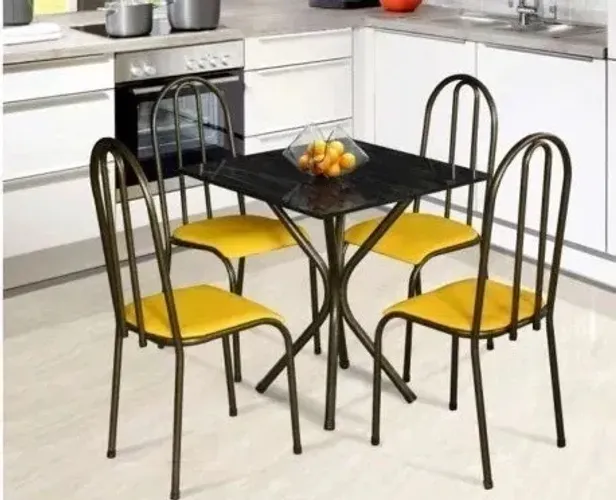Mesa 4 Cadeiras Tubular Tampo Pedra. São Produtos Novos Direto de Fábrica P/Sua Casa.