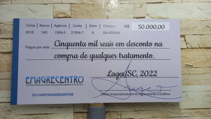 Cheque Gigante para premiação