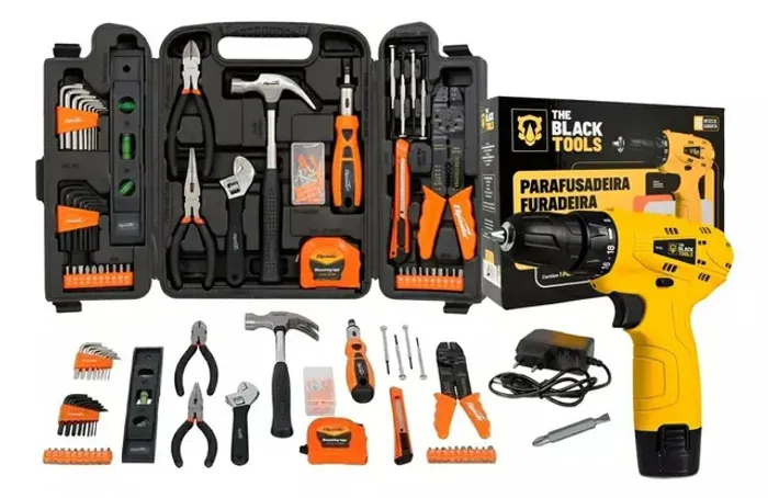 Kit Parafusadeira + Maleta de Ferramentas 130 Peças - Pronta Entrega