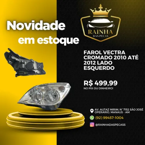 Farol Vectra cromado 2010 até 2012 Lado Esquerdo