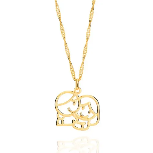 Pingente abraço de irmãos folheado a ouro 18k - Rommanel - 542478