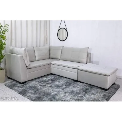 Sofá Canto 5 lugares com Puff rf76 Molas Bonnel 