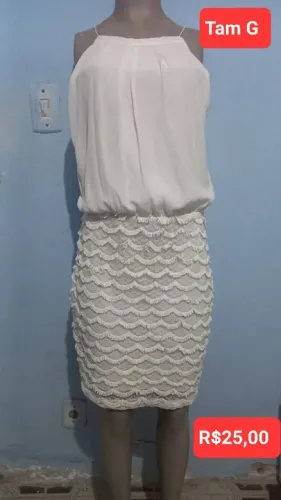 Vestido branco renda branco - Tam G