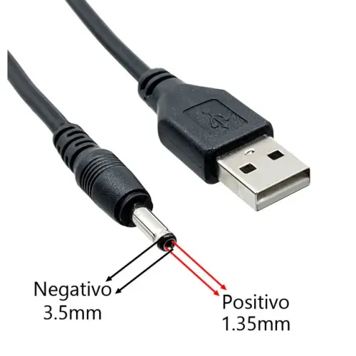 Cabo de energia USB p4 Dc 3,5mm 35 cm