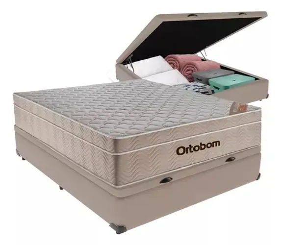 Base baú casal + colchão de molas Ortobom AirTech spring - ENTREGA HOJE !!! 