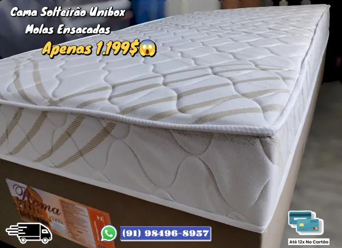 CAMA SOLTEIRÃO DE MOLAS ENSACADAS UNIBOX 