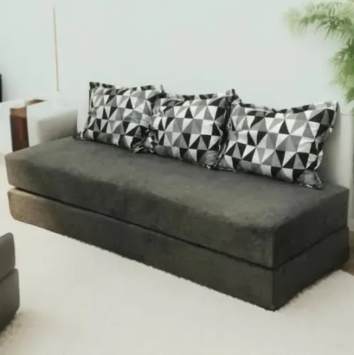 Sofá Cama 3 Lugares com Almofadas