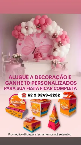 Alugue a decoração e ganhe personalizados