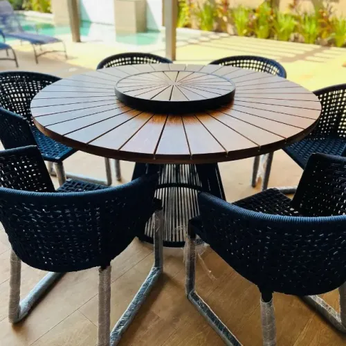 MESA DE MADEIRA COM PRATO GIRATÓRIO PARA ÁREA EXTERNA ...
