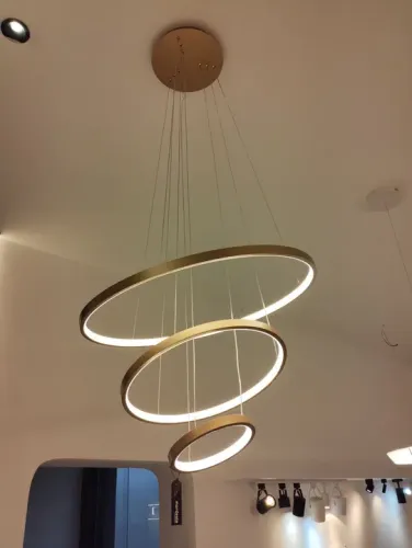 Lustre Moderno de Aço Inoxidável com 3 Anéis 70w 