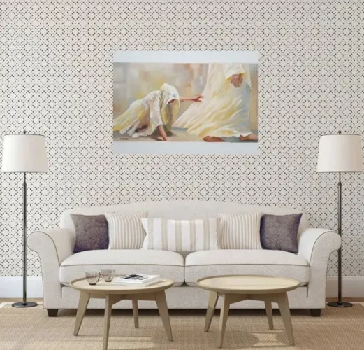 PINTURA EM TELA ARTE CRISTÃ - MULHER DE FLUXO - SOB ENCOMENDA