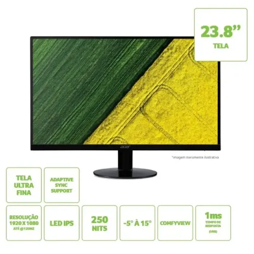 MONITOR ACER 23,8" SA240Y LED/IPS FULL HD 120HZ "novo/loja"
