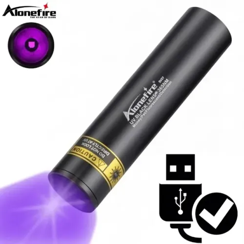 Tocha Led UV Recarregável Usb 3w 365nm Luz Negra Ultravioleta