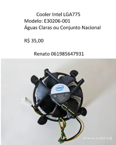 Cooler processador Intel Dissipador Soquete Lga775 modelo E30206-001 Usado Águas claras