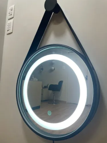 Espelho Redondo com LED Touch | 3 Temperaturas de Luz | Ø50cm | Cinta de couro