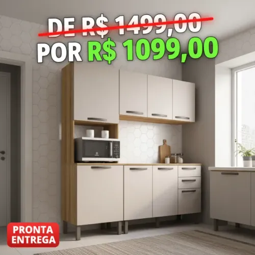 Cozinha Compacta Valência 4 Peças 8 Portas 2 Gavetas Entrega gratis