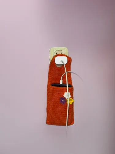 Porta-celular de crochê, feito à mão