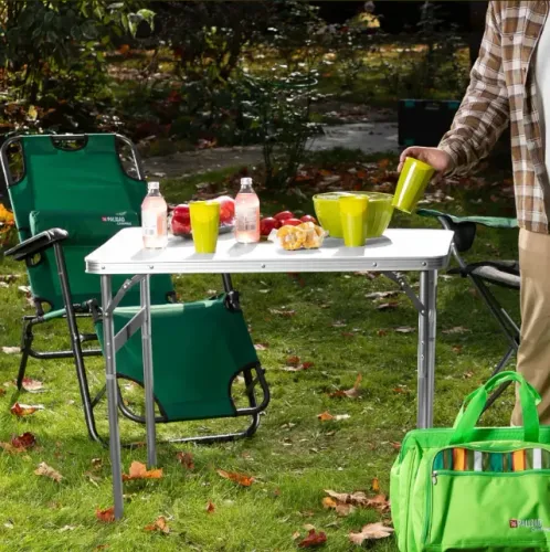  Mesa Alumínio Para Pescaria Acampamento Camping 90x60 cm vira maleta 