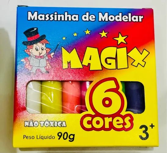 Massinha de modelar Magic 6 cores - Kit Lembrancinha - Pacote 15 unidades 