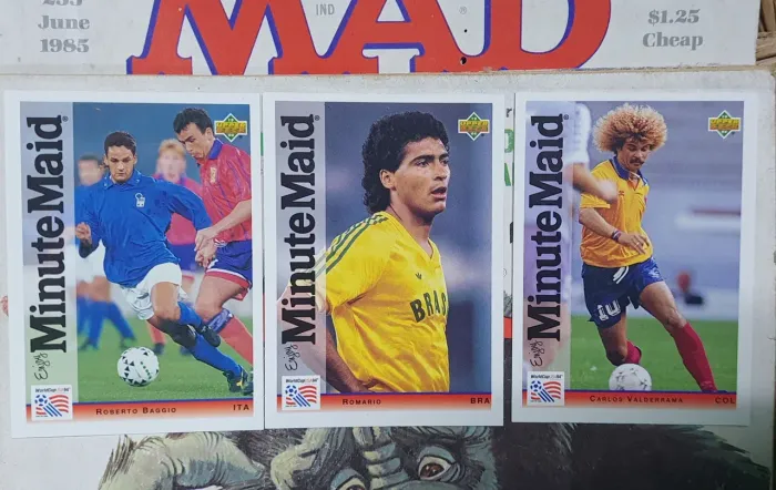 3 Cards Copa de 94 Romário, Baggio e Valderrama