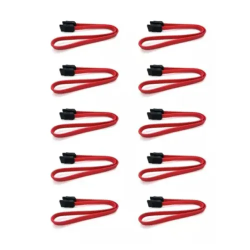  Kit Cabo de Dados SATA II 180º 10UND 3GBs PlusCable PC-CBST04 com Trava - WZetta