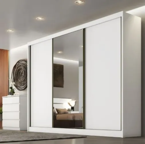 Guarda Roupa Casal 100% MDF 3 Portas Espelho DIVIDIMOS EM ATÉ 10X SEM JUROS