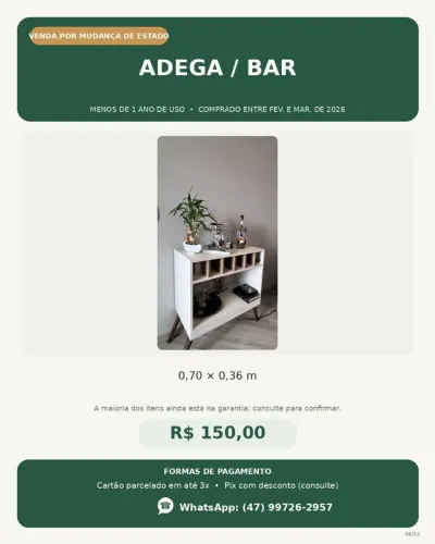 Adega/bar para sala