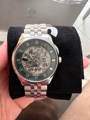 Relógio Hugo Boss Principle Skeleton Automático Aço Inox Verde - Ref. 1514236