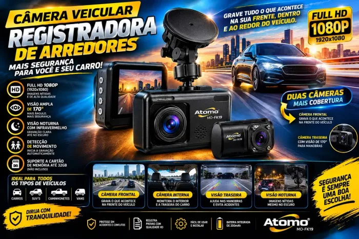 CÂMERA VEICULAR ATOMO MO-FK19