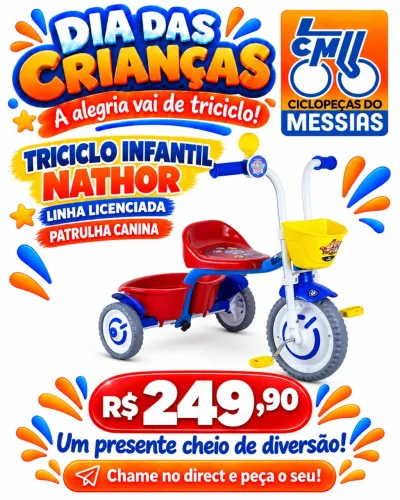 TRICICLO / VELOCÍPEDE NATHOR ALUMÍNIO 