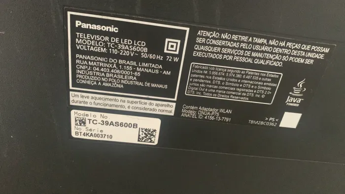 VENDE-SE TELEVISÃO PANASONIC COM DEFEITO NA TELA 