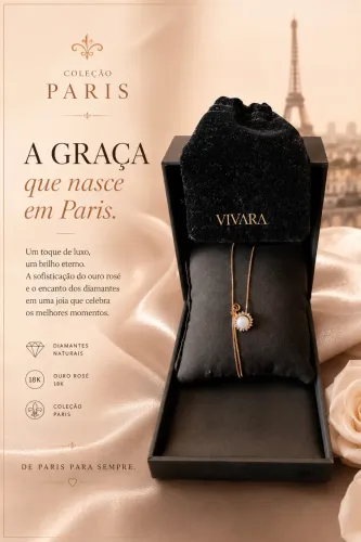 Gargantilha em Ouro Rosé 18k Com Pérola E Diamantes, 11mm Vivara