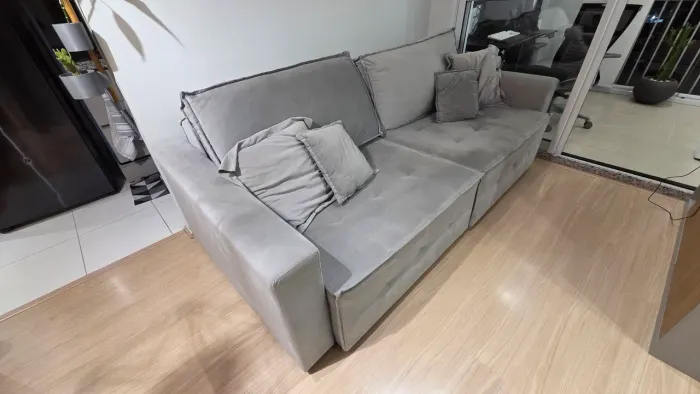 Sofá Cama Retrátil sem caixa 4 lugares cinza